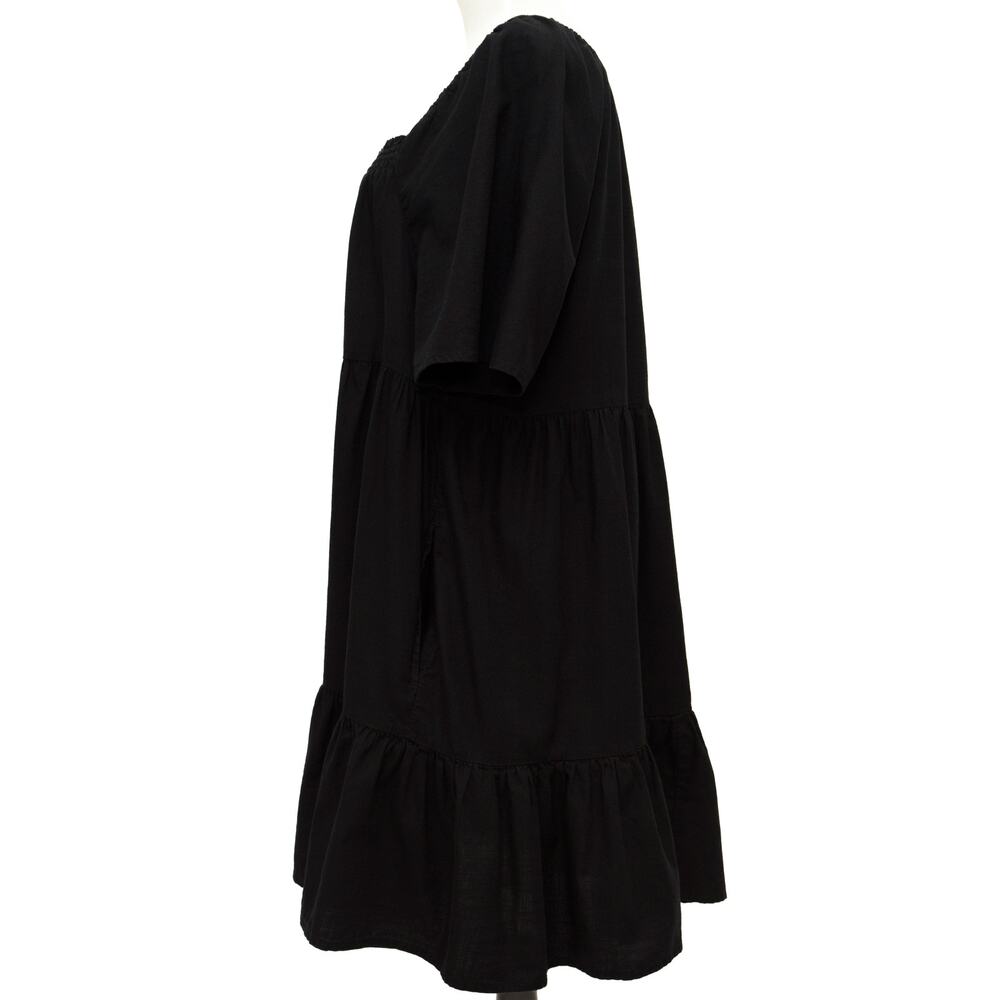 a.n.a Square-Neck Tiered Black Midi Dress With Pockets Size XL - Picture 2 of 14